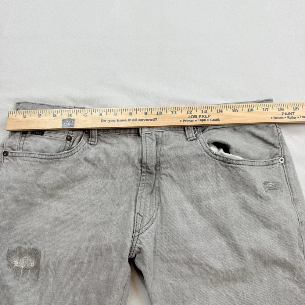 Polo Ralph Lauren Sullivan Slim Jeans Men's 34X34 Light Grey Repaired Distressed